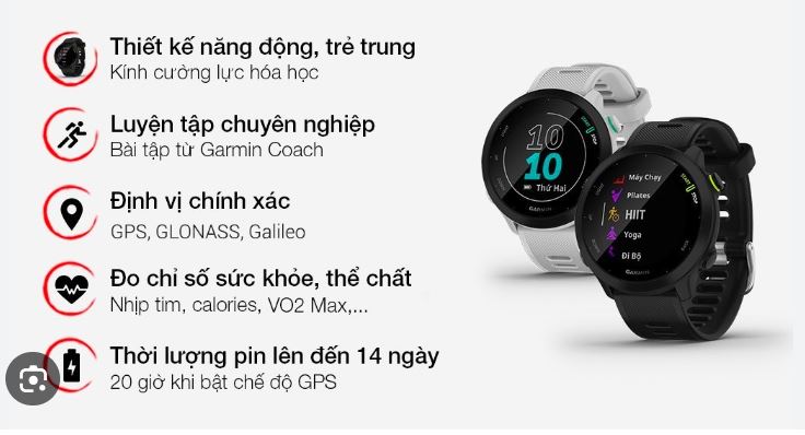 Tính năng đồng hồ Garmin Forerunner 55