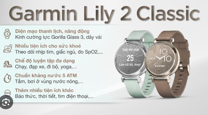 Tính năng đồng hồ Đồng hồ Garmin Lily 2