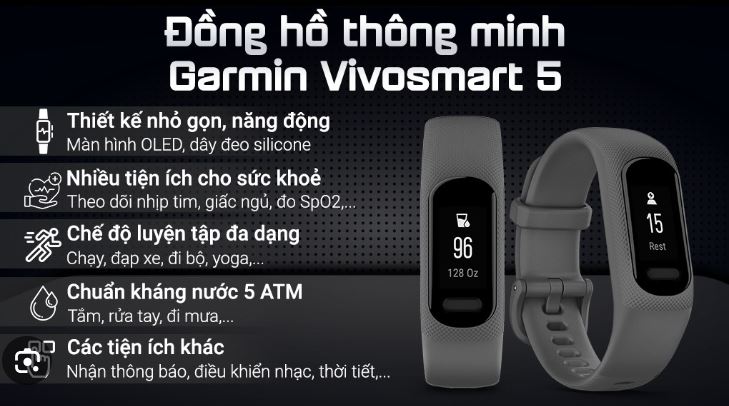 Tính năng đồng hồ Garmin Vivosmart 5