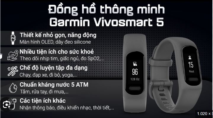 Tính năng đồng hồ Garmin Vivosmart 5